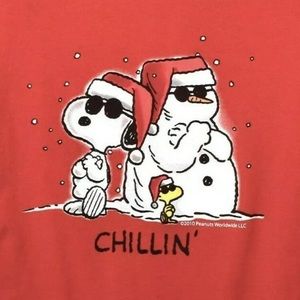 Peanuts Snoopy Snowman "Chillin'" Red T-shirt